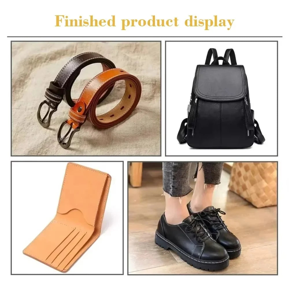Leather Sewing Awl Set Copper Handle Hand Stitching Repair Tool for Shoes Canvas Tent Leather Crafts - 3