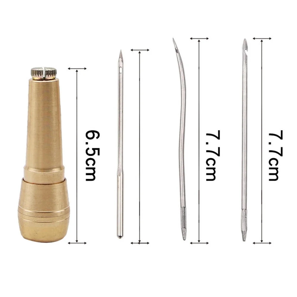 Leather Sewing Awl Set Copper Handle Hand Stitching Repair Tool for Shoes Canvas Tent Leather Crafts - 7