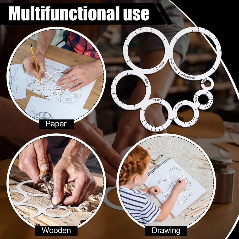 Stainless Steel Corner Radius Template Arc Ruler DIY Leather Craft Tool Pattern Making Drawing Guide - 2