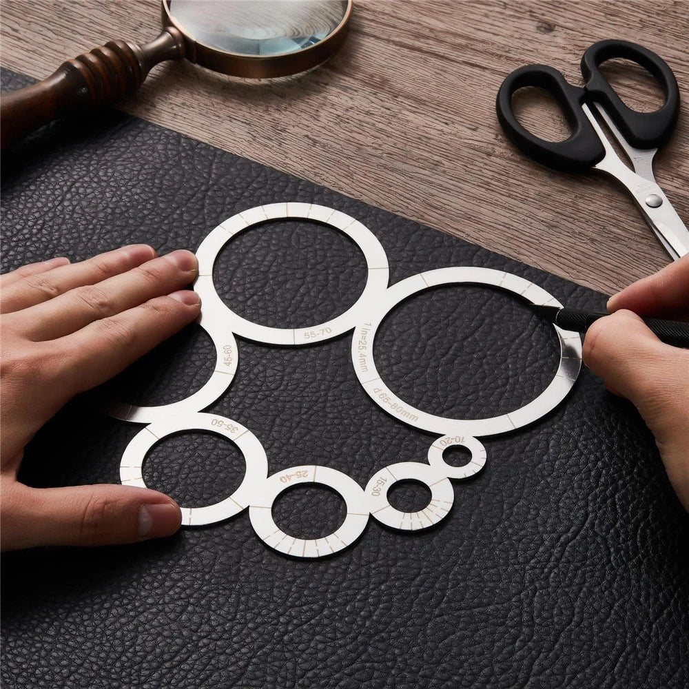 Stainless Steel Corner Radius Template Arc Ruler DIY Leather Craft Tool Pattern Making Drawing Guide - 3