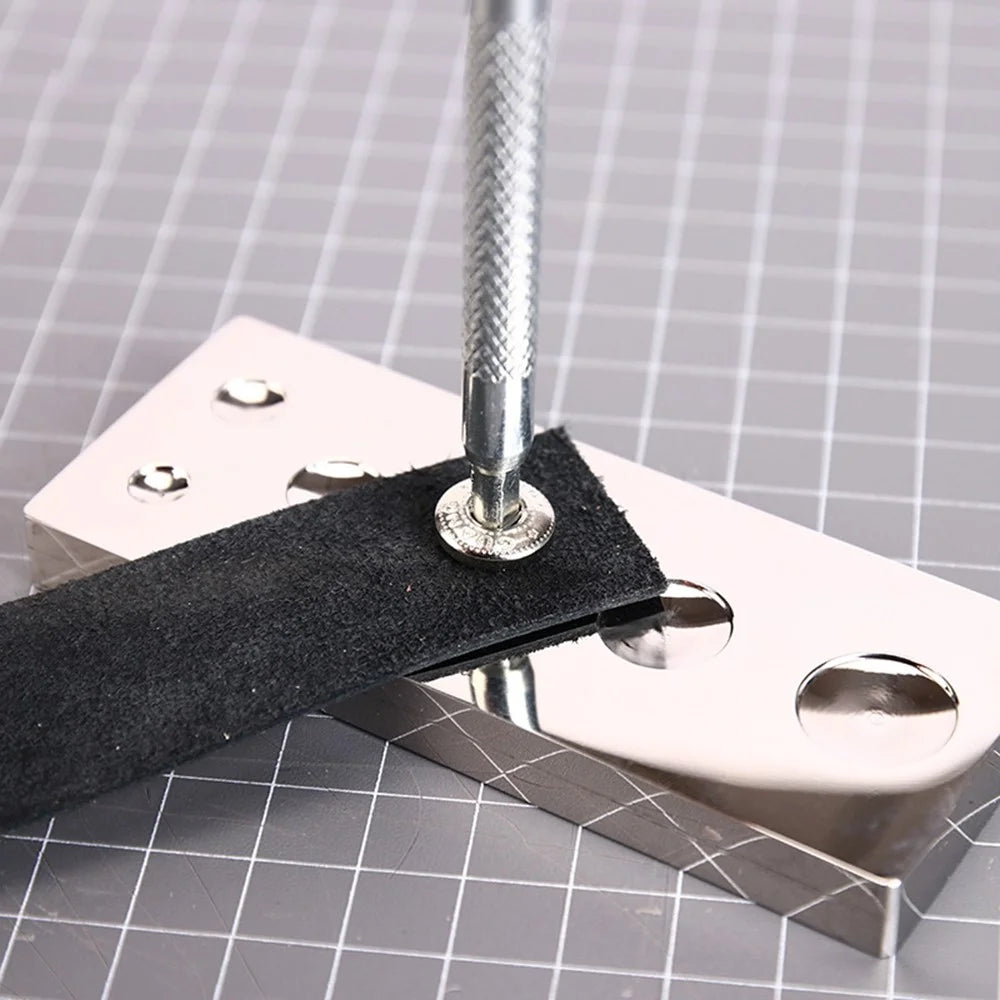 6 in 1 Stainless Steel Rivet Setting Base Leathercraft Snap Fastener Installation Workbench - 2