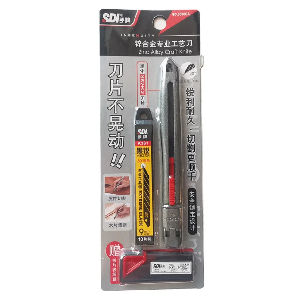 Zinc Alloy Utility Knife 30 Degree Blade 9mm Precision Craft Cutter for Paper / Film Cutting - 7