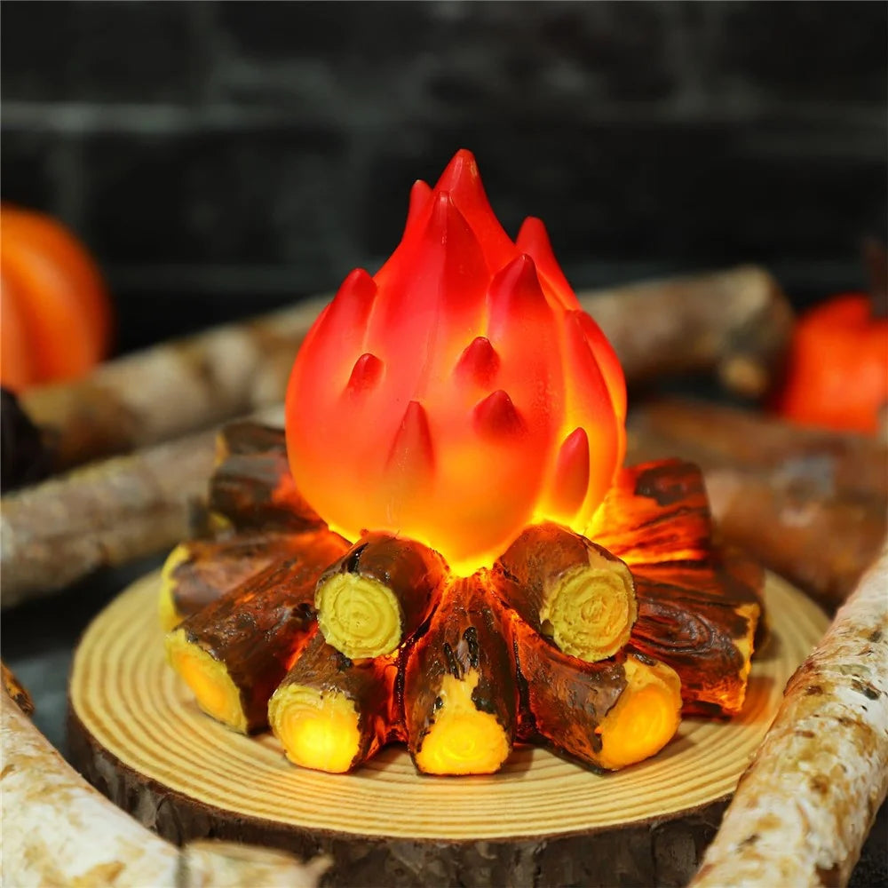 LED Faux Wood Charcoal Flame Lamp Decorative Fireplace Light Ambient Mood Lighting Light For Room  /  Home Decor - 4