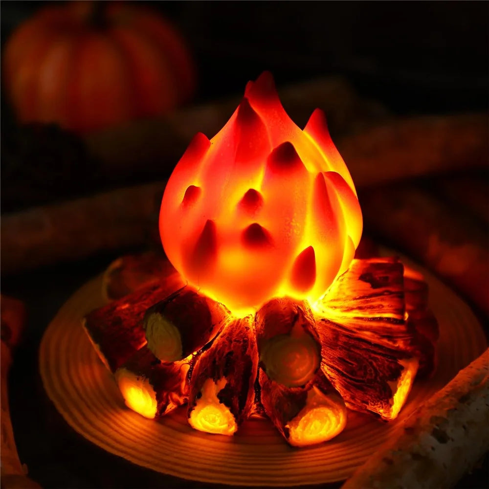 LED Faux Wood Charcoal Flame Lamp Decorative Fireplace Light Ambient Mood Lighting Light For Room  /  Home Decor - 5