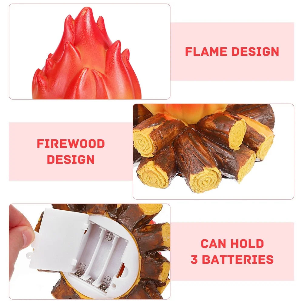 LED Faux Wood Charcoal Flame Lamp Decorative Fireplace Light Ambient Mood Lighting Light For Room  /  Home Decor - 6