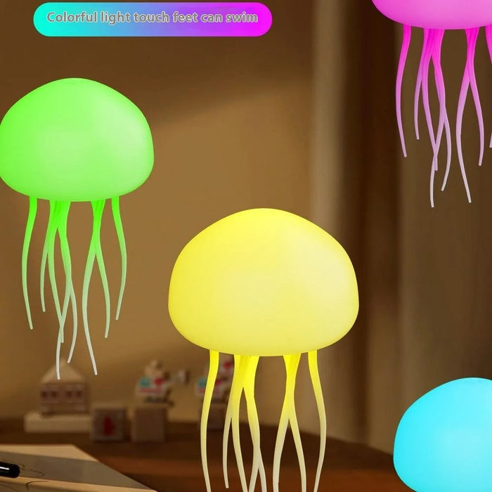 Smart Color-Changing Sound-Activated Jellyfish Lamp Floating Tentacles Creative Mood Sensor Night Light with Acrylic Base - 2