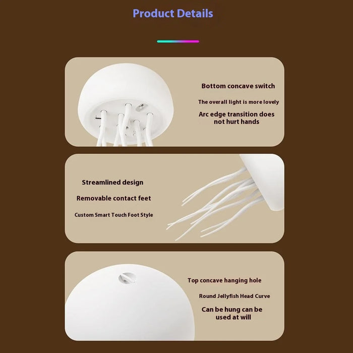 Smart Color-Changing Sound-Activated Jellyfish Lamp Floating Tentacles Creative Mood Sensor Night Light with Acrylic Base - 7