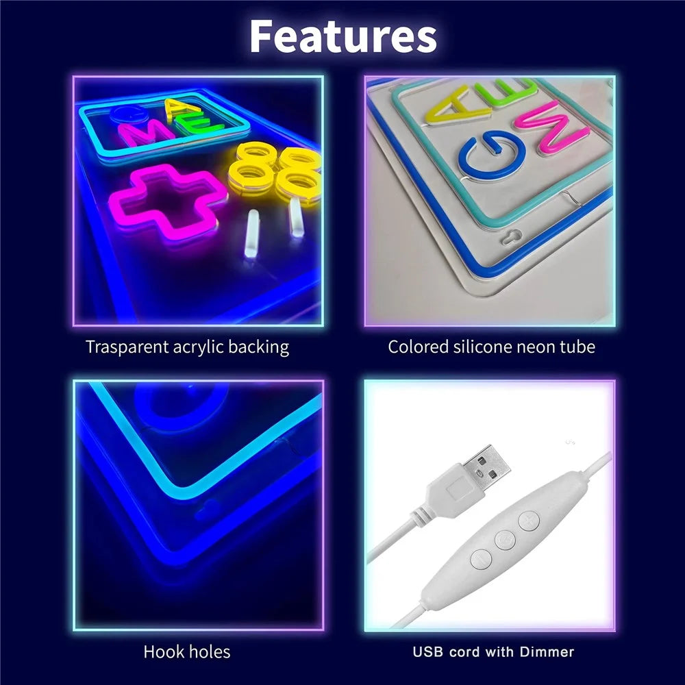 Neon Light LED Arcade Game Room Decor Atmosphere Light for Teen Boys Bedroom Decoration - 5