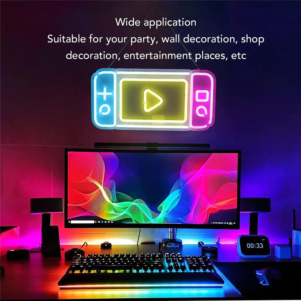 40x20cm Gaming Console Design Neon Light Game Room Wall Decoration Atmosphere Lamp Teen Boy Bedroom Decor - 5