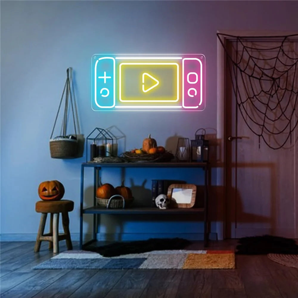 40x20cm Gaming Console Design Neon Light Game Room Wall Decoration Atmosphere Lamp Teen Boy Bedroom Decor - 7