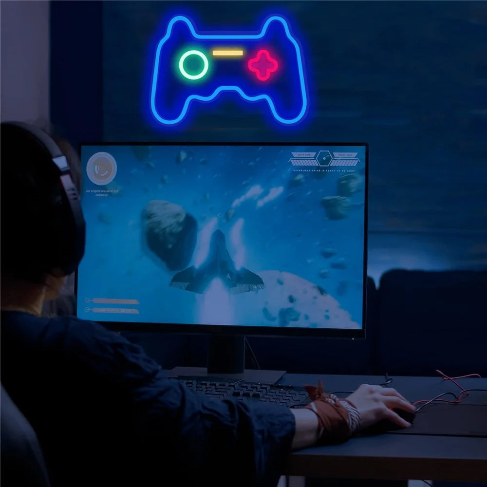 41x28cm Gamepad Design Gaming Neon Light Game Room Wall Decoration Teen Boys Bedroom Atmosphere Lamp - 4