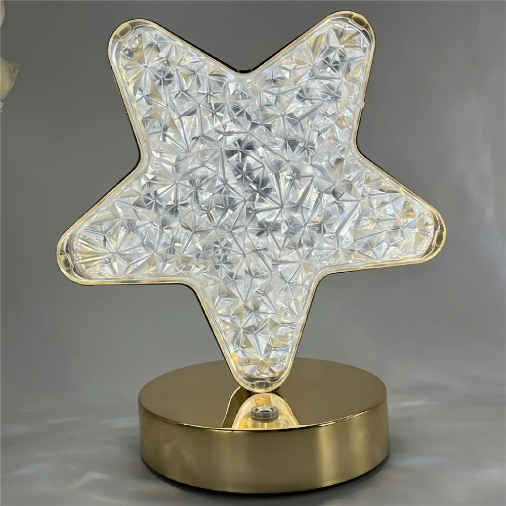 Bedroom Nightstand Table Lamp Touch Control 3 Color Modes Rechargeable Ambient Light - Star - 1
