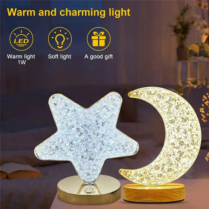 Bedroom Nightstand Table Lamp Touch Control 3 Color Modes Rechargeable Ambient Light - Star - 2
