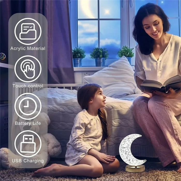 Bedroom Nightstand Table Lamp Touch Control 3 Color Modes Rechargeable Ambient Light - Star - 4