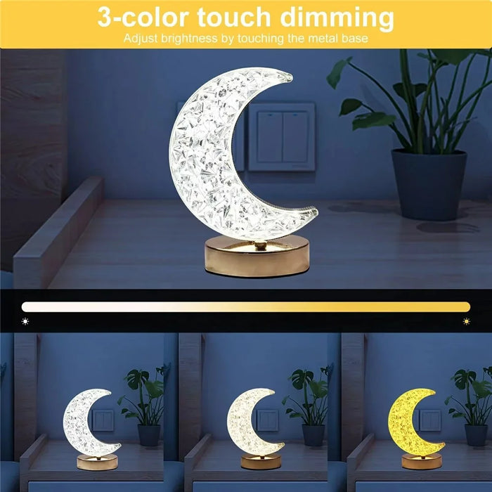 Bedroom Nightstand Table Lamp Touch Control 3 Color Modes Rechargeable Ambient Light - Star - 5