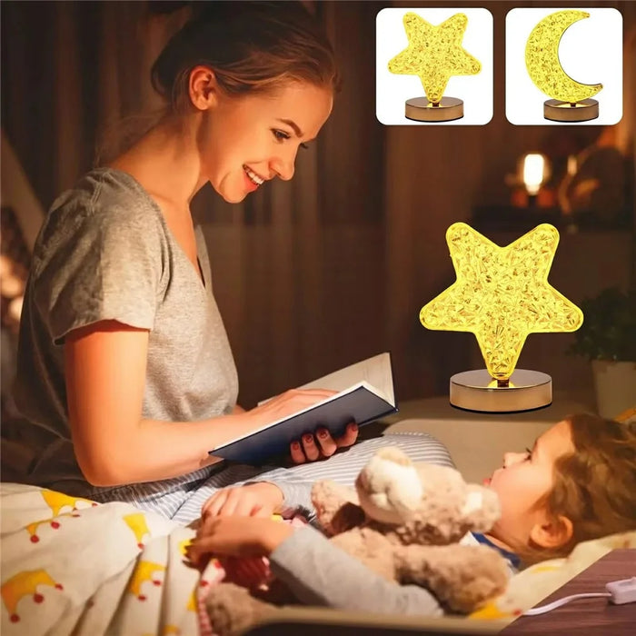 Bedroom Nightstand Table Lamp Touch Control 3 Color Modes Rechargeable Ambient Light - Star - 6
