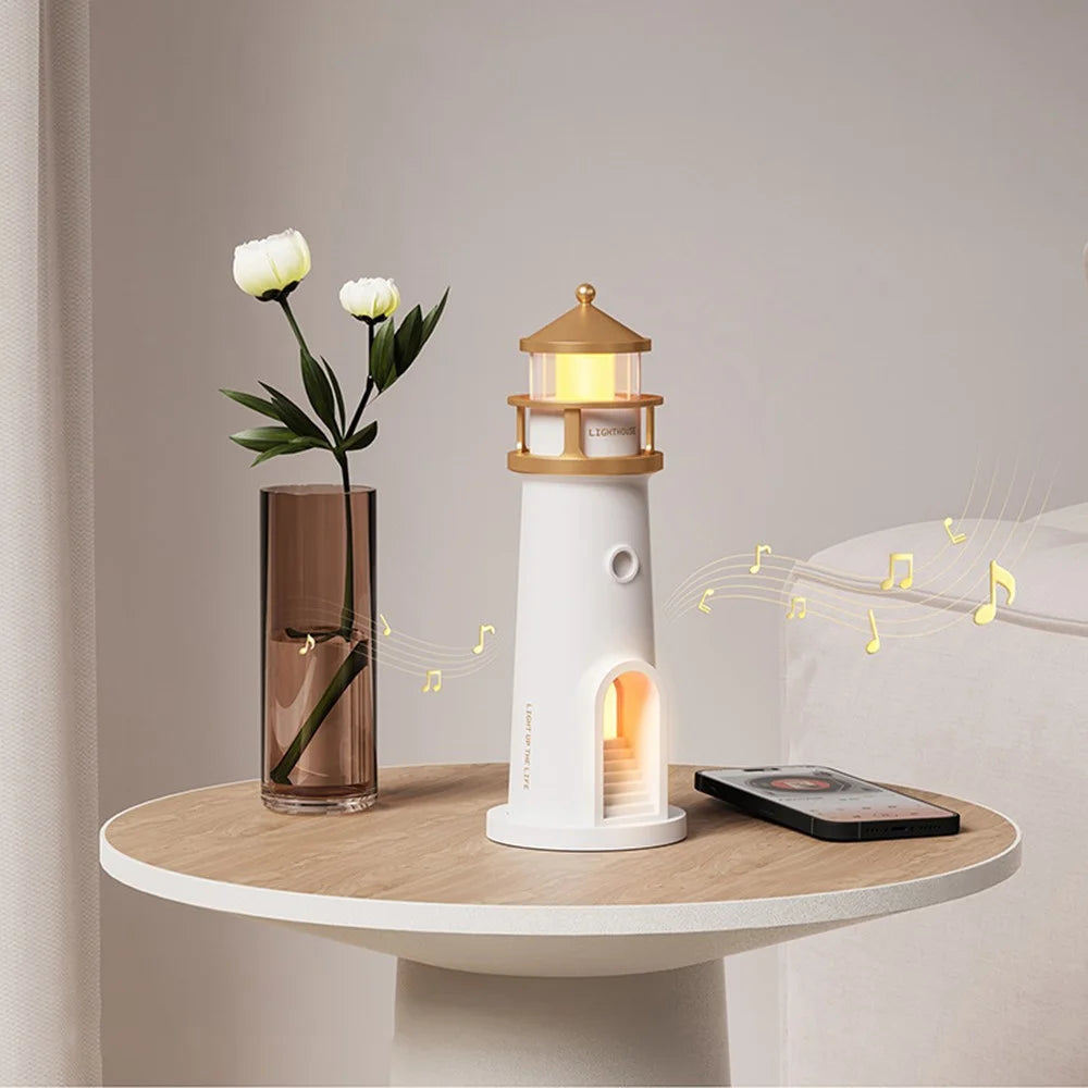Moon Lighthouse Projector Night Light Bedside Lamp Ambient Mood Lighting For Bedroom  /  Desktop - Remote Control Type - 2