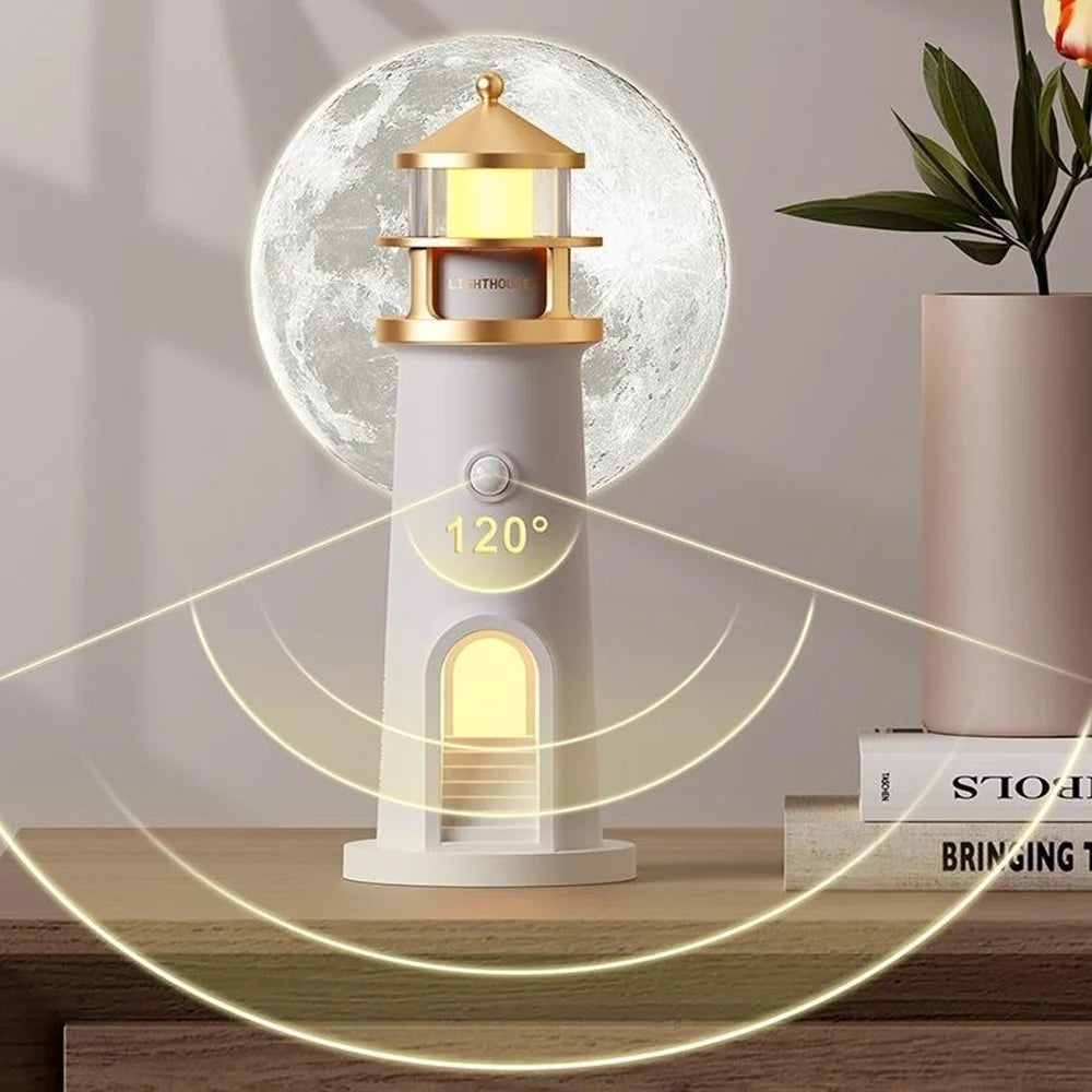 Moonlight Lighthouse Projector Lamp For Bedroom Desktop Bedside Ambient Night Light - BT Speaker Type - 3