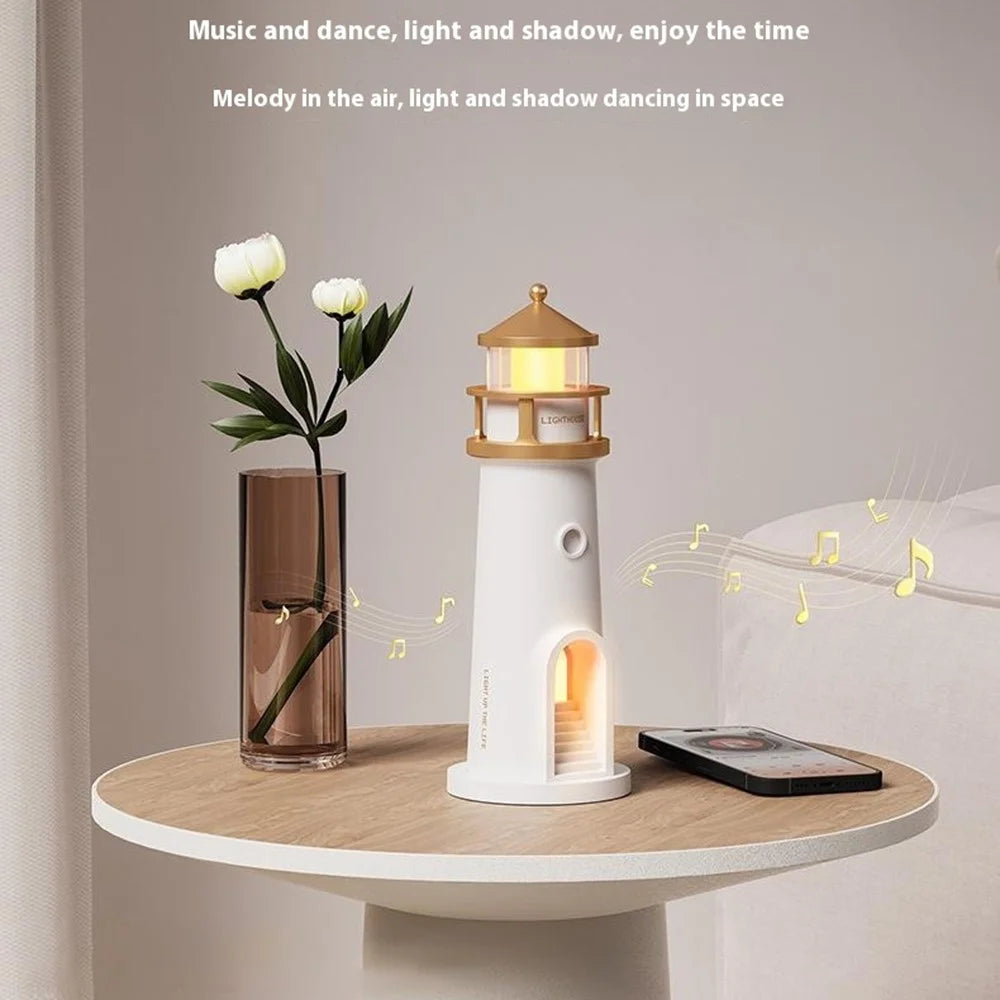 Moonlight Lighthouse Projector Lamp For Bedroom Desktop Bedside Ambient Night Light - BT Speaker Type - 4