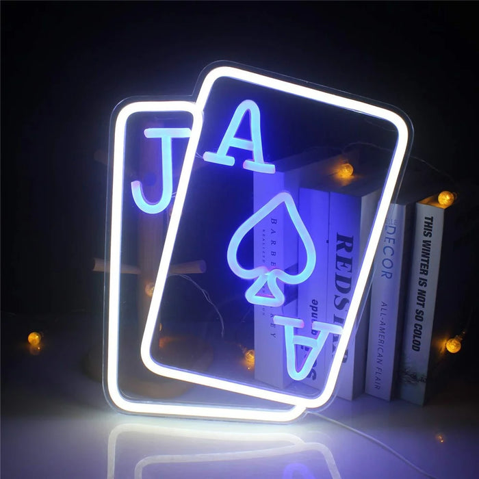 40x31cm Gaming Neon Light Playing Cards Sign LED Wall Decor for Game Room  /  Teen Boy Bedroom Atmosphere Lamp - 2