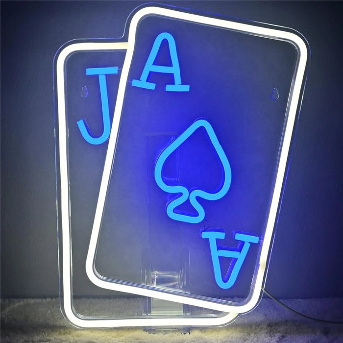 40x31cm Gaming Neon Light Playing Cards Sign LED Wall Decor for Game Room  /  Teen Boy Bedroom Atmosphere Lamp - 3
