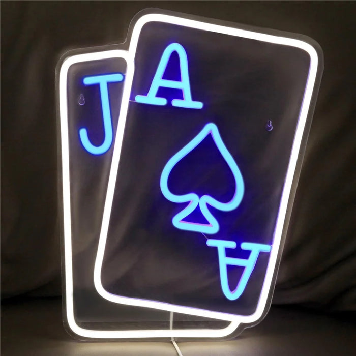 40x31cm Gaming Neon Light Playing Cards Sign LED Wall Decor for Game Room  /  Teen Boy Bedroom Atmosphere Lamp - 4