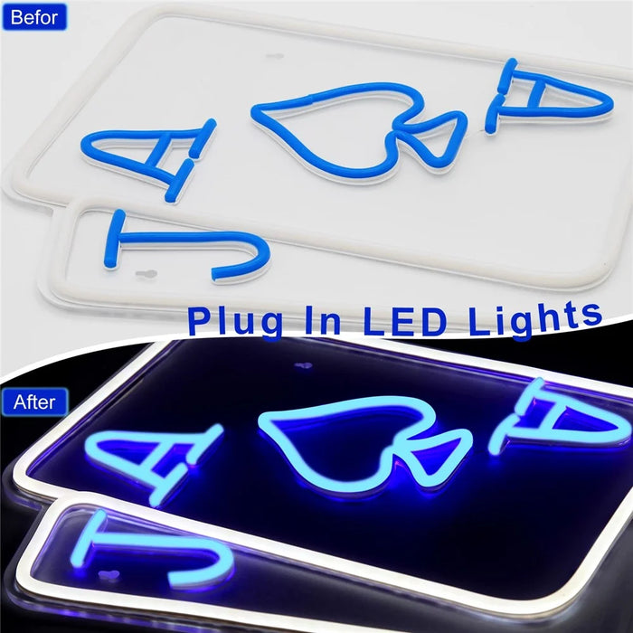 40x31cm Gaming Neon Light Playing Cards Sign LED Wall Decor for Game Room  /  Teen Boy Bedroom Atmosphere Lamp - 5