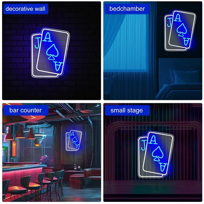 40x31cm Gaming Neon Light Playing Cards Sign LED Wall Decor for Game Room  /  Teen Boy Bedroom Atmosphere Lamp - 6