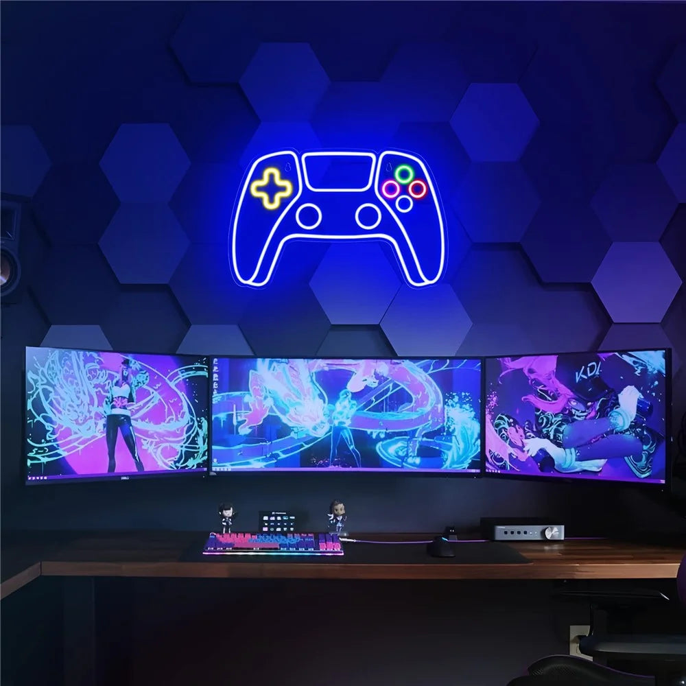 Game Controller Shape Neon LED Light 42x27cm Wall Decor Atmosphere Lamp for Gaming Room  /  Teen Boys Bedroom - 2