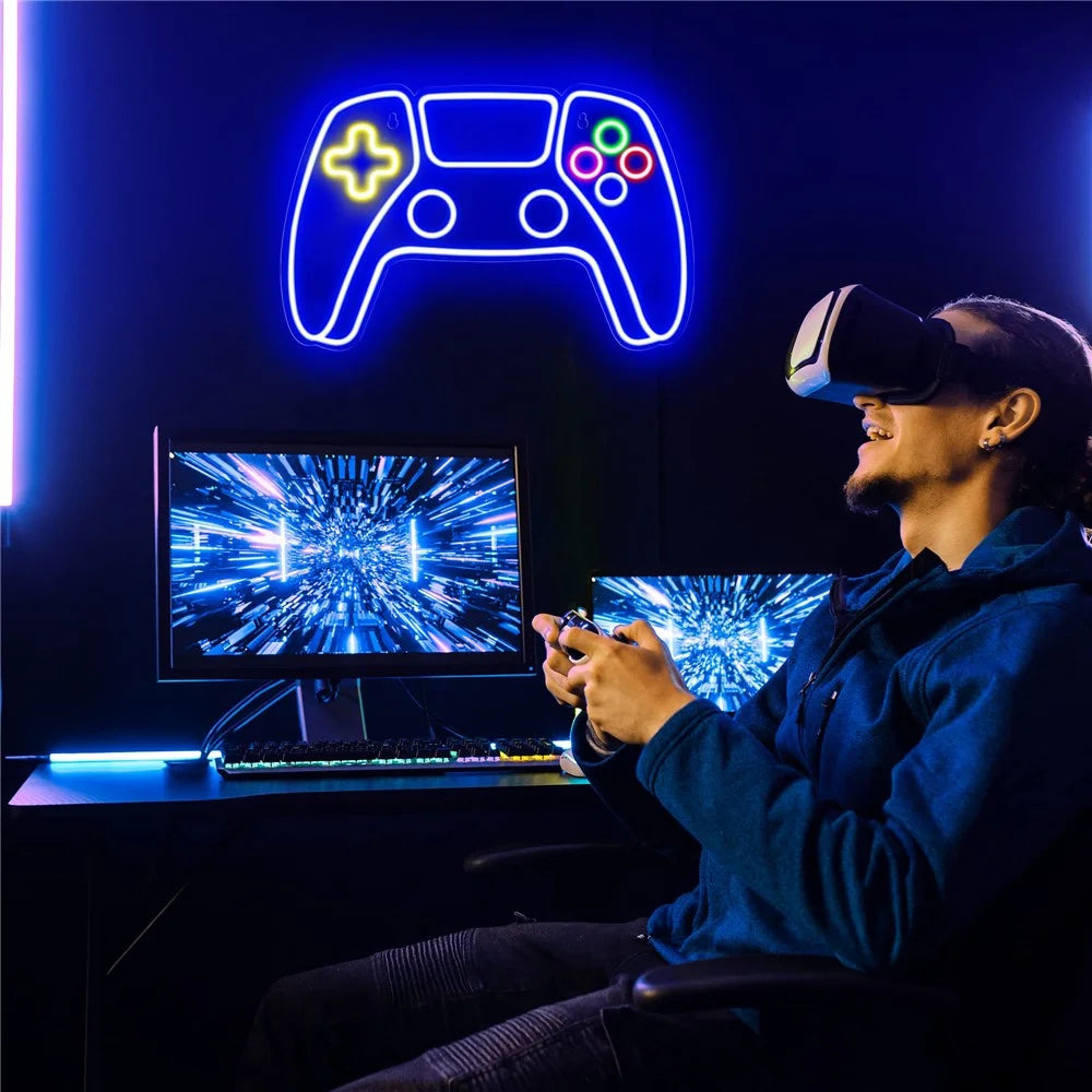 Game Controller Shape Neon LED Light 42x27cm Wall Decor Atmosphere Lamp for Gaming Room  /  Teen Boys Bedroom - 3
