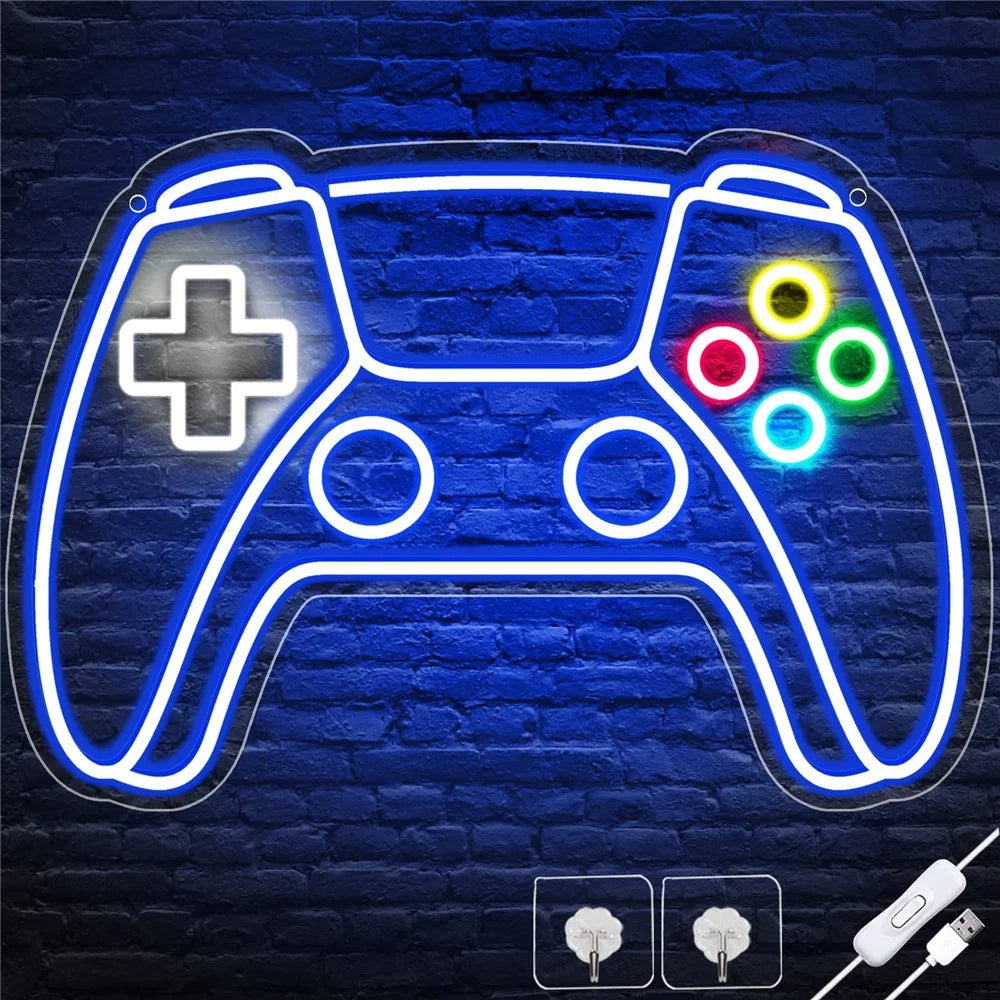 41x28cm Gaming Neon Light Controller Shape Wall Decor Atmosphere Lamp for Game Room / Teenage Bedroom - 1