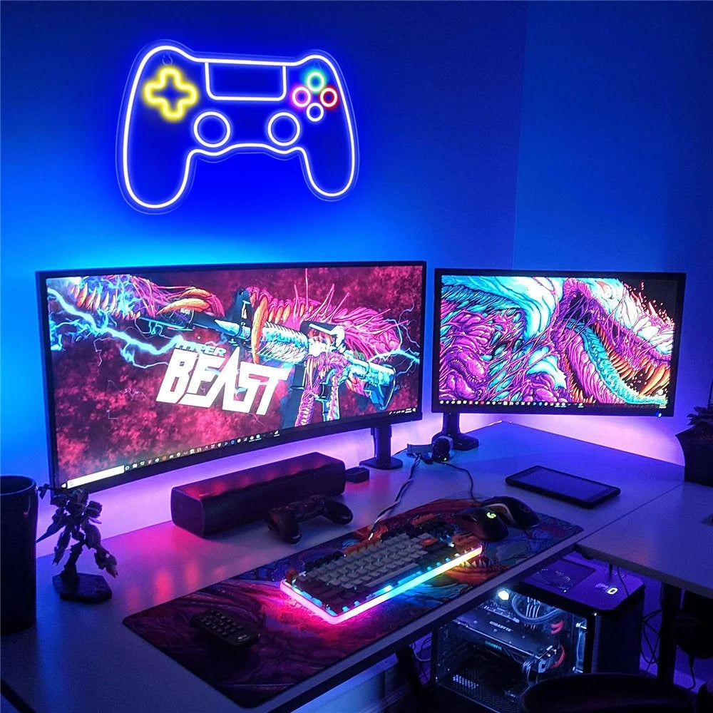 41x27cm Gaming Neon Light Controller Shape LED Atmosphere Lamp for Game Room Wall Decor - 2