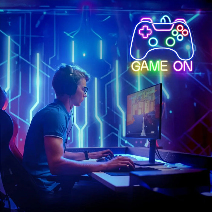 Gaming Neon Light Wall Decor for Game Room 35.8x33cm LED Atmosphere Lamp Controller Shape - 7