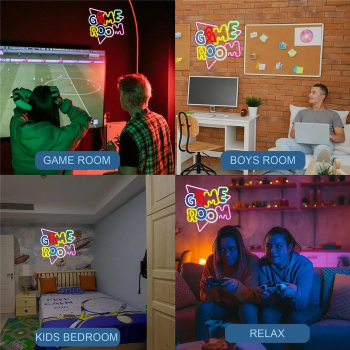 Gaming Neon LED Light 35x33cm Wall Decor GAME ROOM Sign Atmosphere Light for Bedroom - 5
