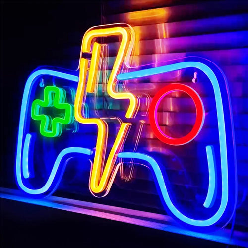 Gaming Neon Light 38x28cm LED Controller Sign Wall Decor Atmosphere Lamp for Game Room / Teen Boy Bedroom - 1
