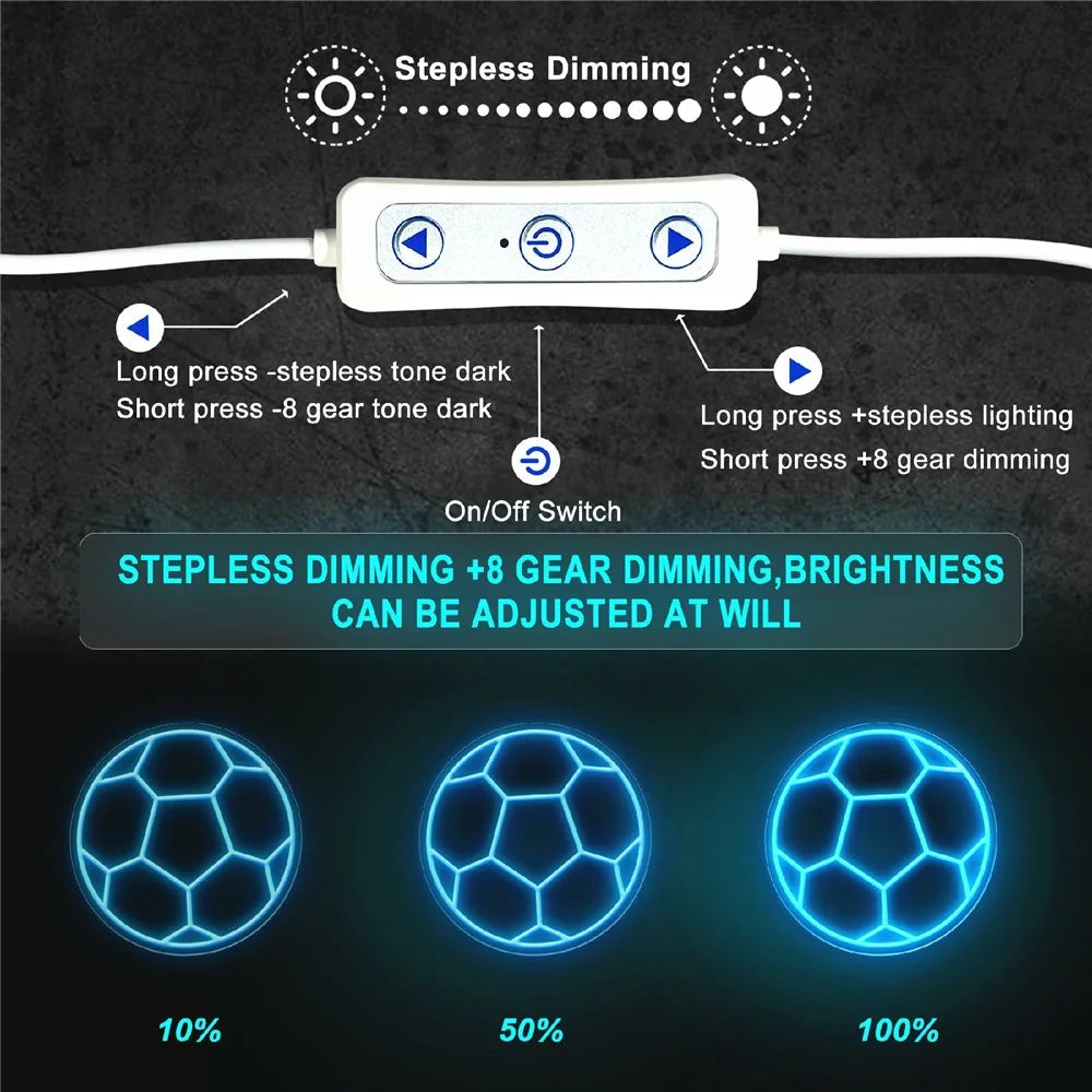 LED Soccer Ball Neon Sign Wall Decor USB Powered Sports Atmosphere Light, 32x32cm - 2
