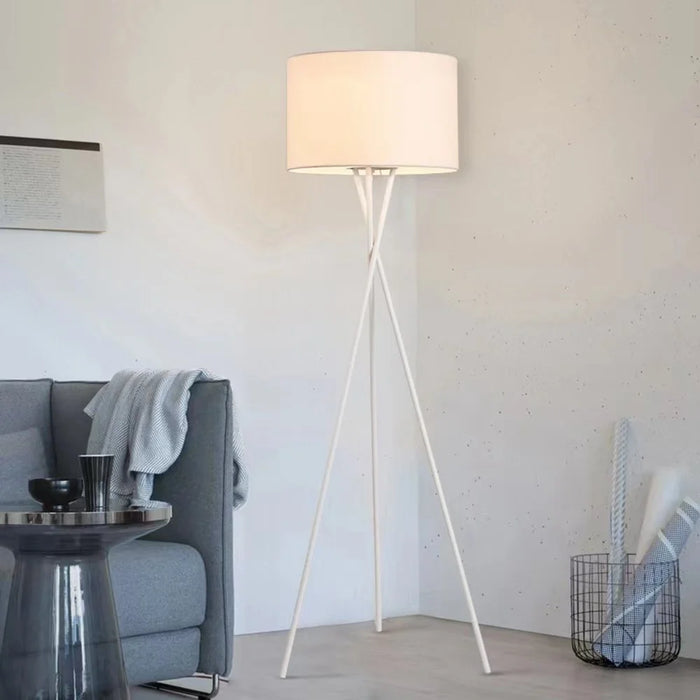 220V Tripod Floor Lamp Modern Standing Light with Fabric Shade for Living Room  /  Bedroom Reading Lamp (EU Plug) - White - 1