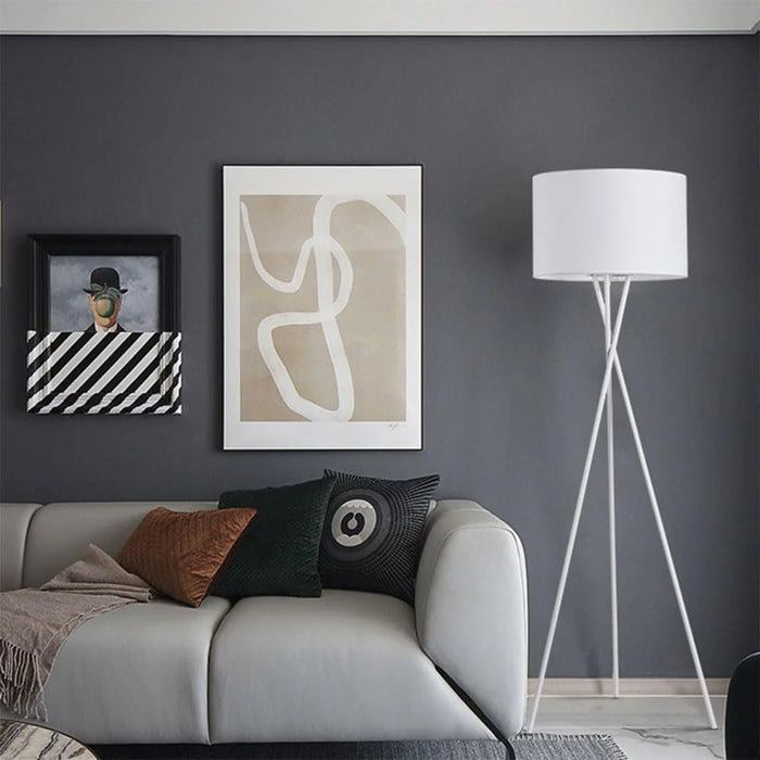 220V Tripod Floor Lamp Modern Standing Light with Fabric Shade for Living Room  /  Bedroom Reading Lamp (EU Plug) - White - 4