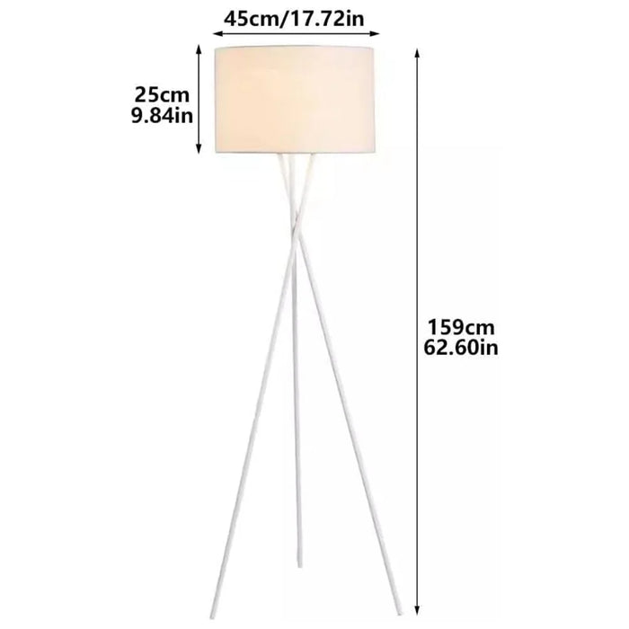 220V Tripod Floor Lamp Modern Standing Light with Fabric Shade for Living Room  /  Bedroom Reading Lamp (EU Plug) - White - 7