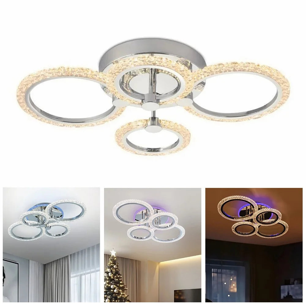 Modern LED Ceiling Light for Living Room Dining Room Chandelier Ring Lamp with Remote Control - 1