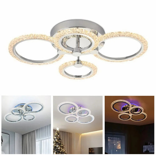 Modern LED Ceiling Light for Living Room Dining Room Chandelier Ring Lamp with Remote Control - 1