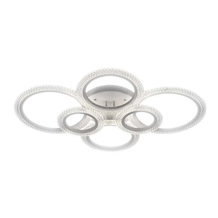 6 Rings Modern LED Ceiling Light for Living Room Dimmable Remote Control Chandelier Lamp - 2