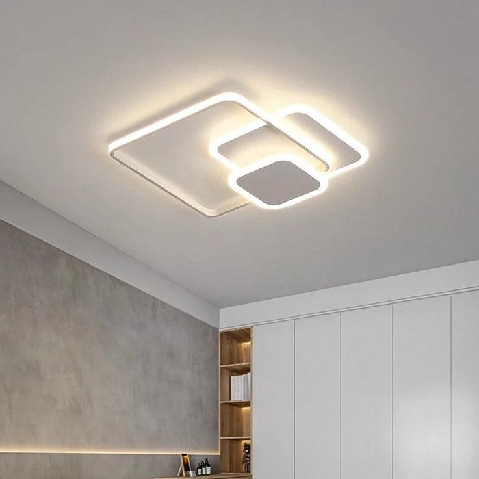Modern Square LED Ceiling Light Three Color Dimmable with Remote Control for Living Room Bedroom - 3