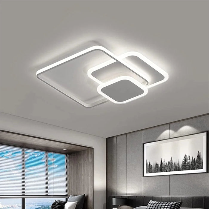 Modern Square LED Ceiling Light Three Color Dimmable with Remote Control for Living Room Bedroom - 6