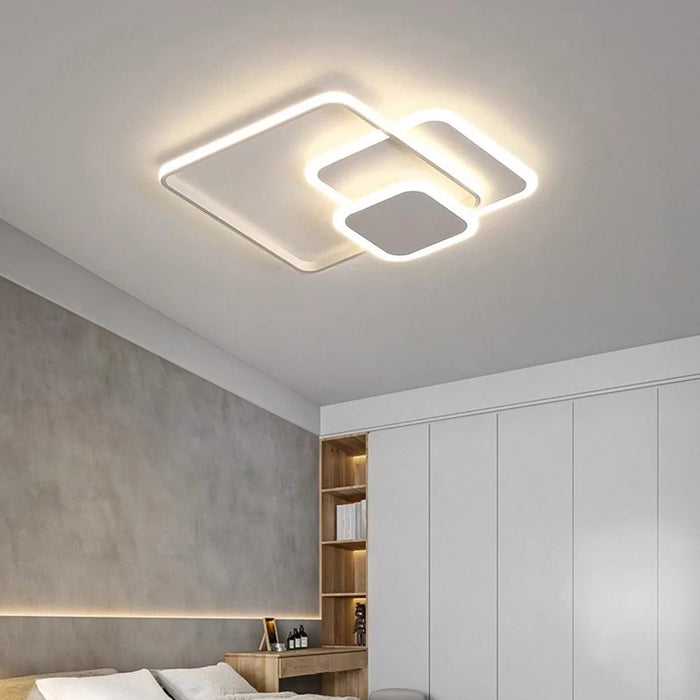 Modern Square LED Ceiling Light Three Color Dimmable with Remote Control for Living Room Bedroom - 7