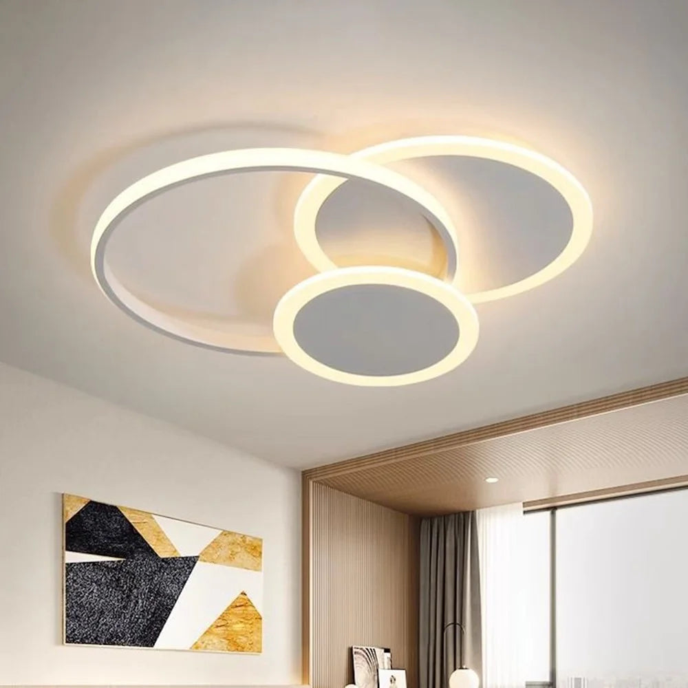 Modern Round Ceiling Light LED Dimmable Remote Control Lamp for Bedroom Living Room - 1