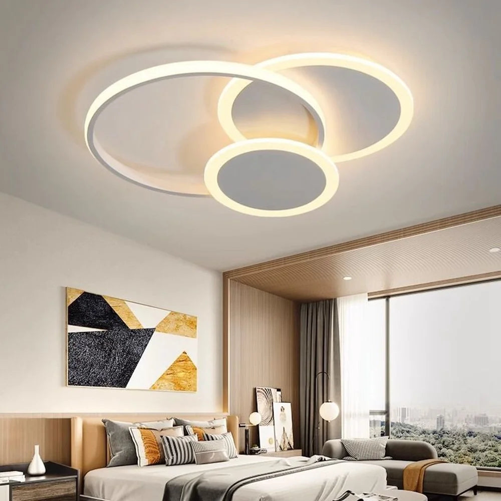 Modern Round Ceiling Light LED Dimmable Remote Control Lamp for Bedroom Living Room - 4