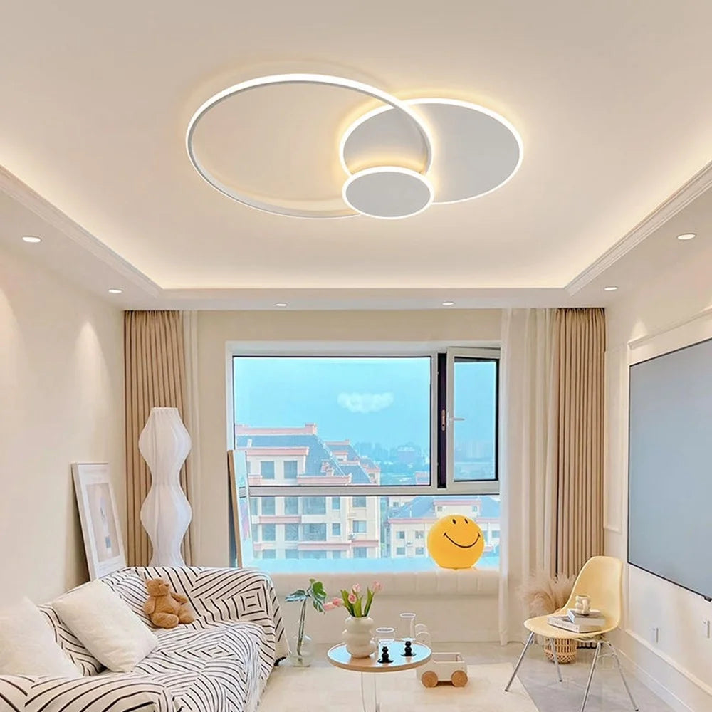 Modern Round Ceiling Light LED Dimmable Remote Control Lamp for Bedroom Living Room - 5
