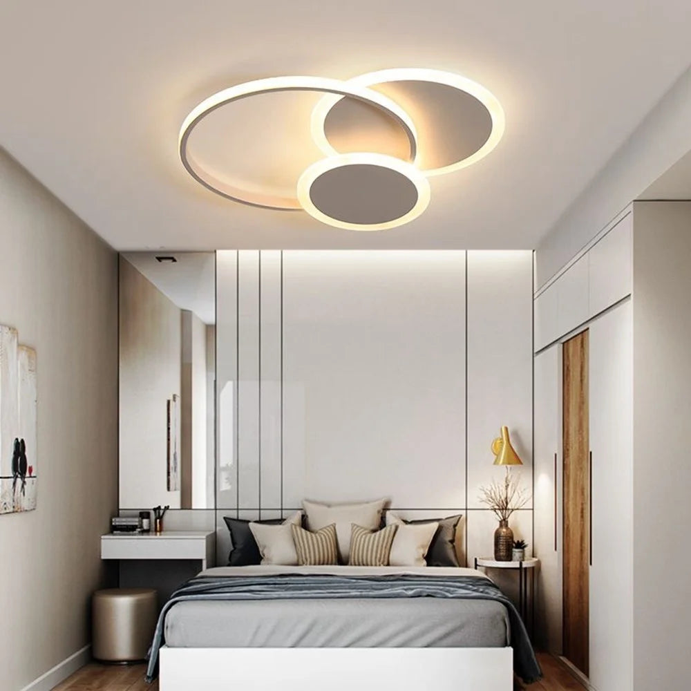Modern Round Ceiling Light LED Dimmable Remote Control Lamp for Bedroom Living Room - 7