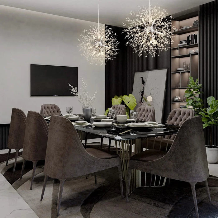 Nordic Dandelion Chandelier Pendant Light Remote Control Ceiling Lamp for Living Room Bedroom Dining Room - Gold - 3